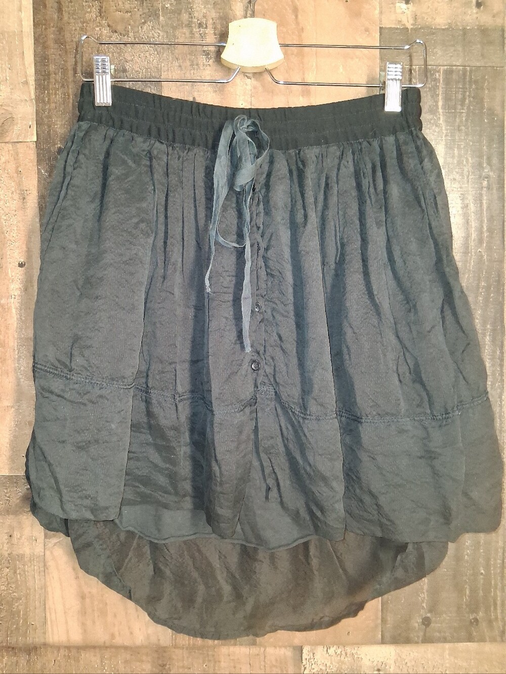 Raquel Allegra Silk Cotton Blend  High Low Skirt Size 2 Black